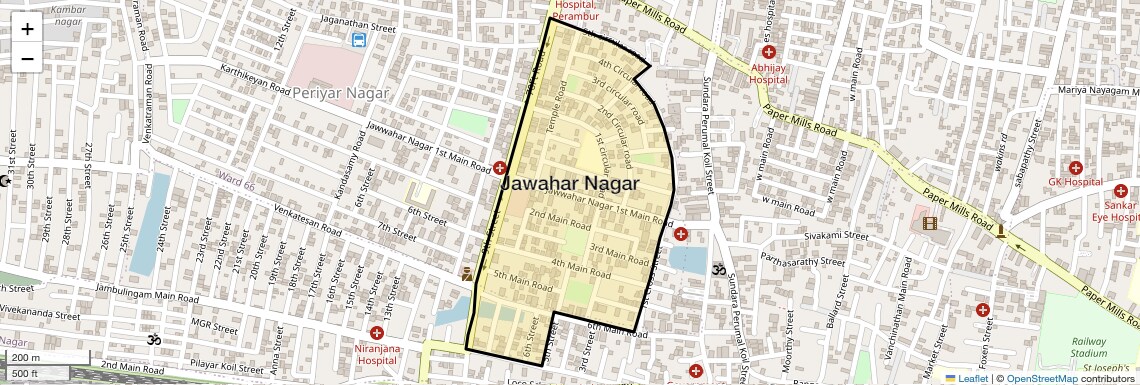 Location Map of Jawahar Nagar, Chennai