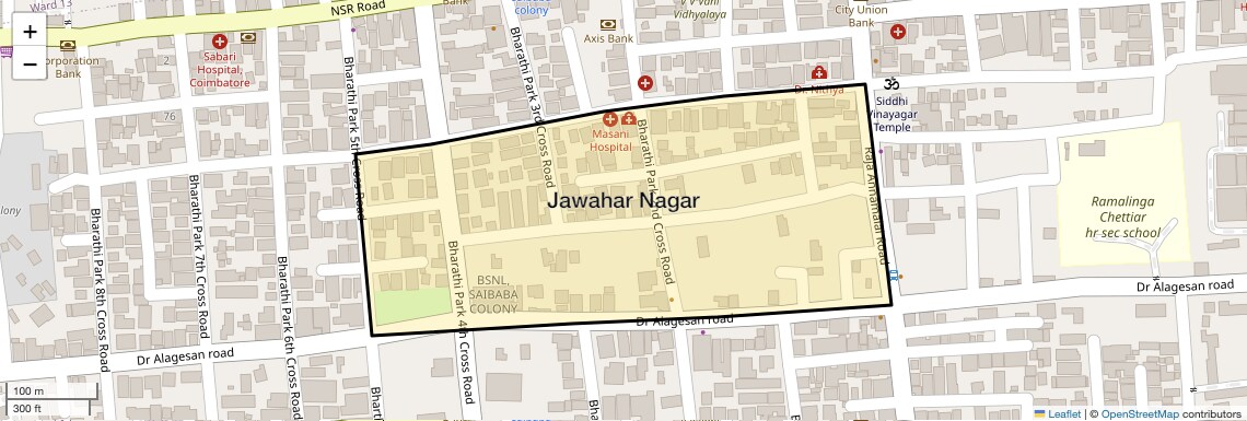 Location Map of Jawahar Nagar, Coimbatore