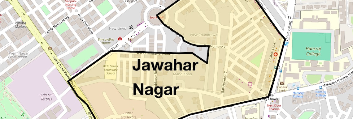 Location Map of Jawahar Nagar, Delhi