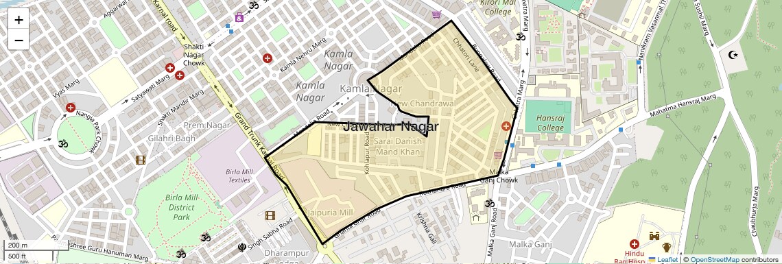 Location Map of Jawahar Nagar, Delhi