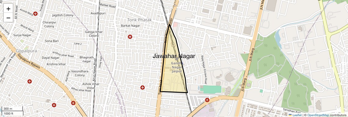 Location Map of Jawahar nagar, Jaipur