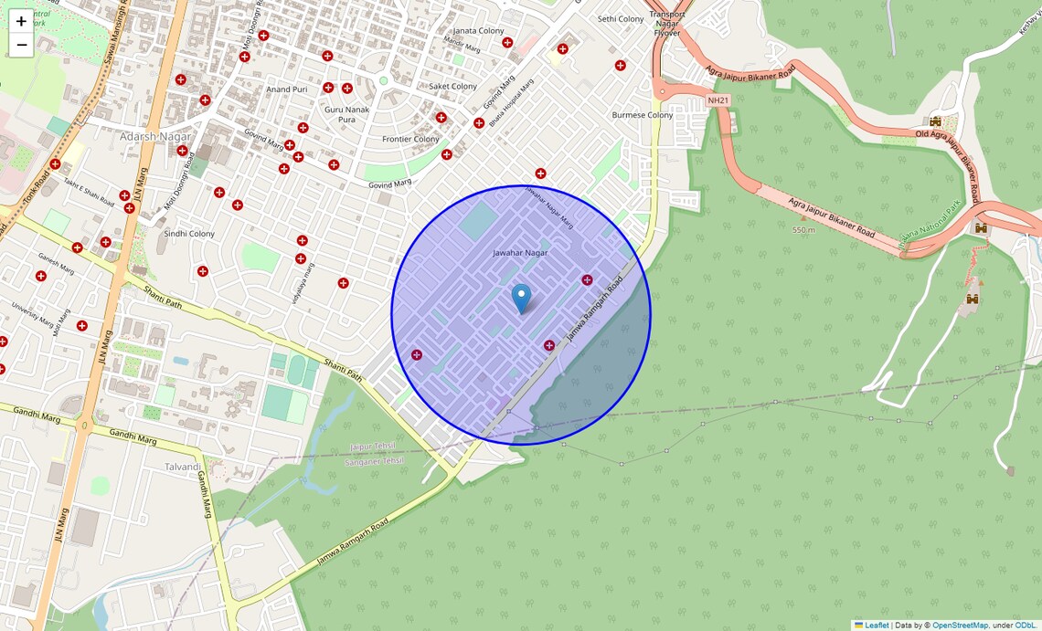 Location Map of Jawahar nagar, Jaipur