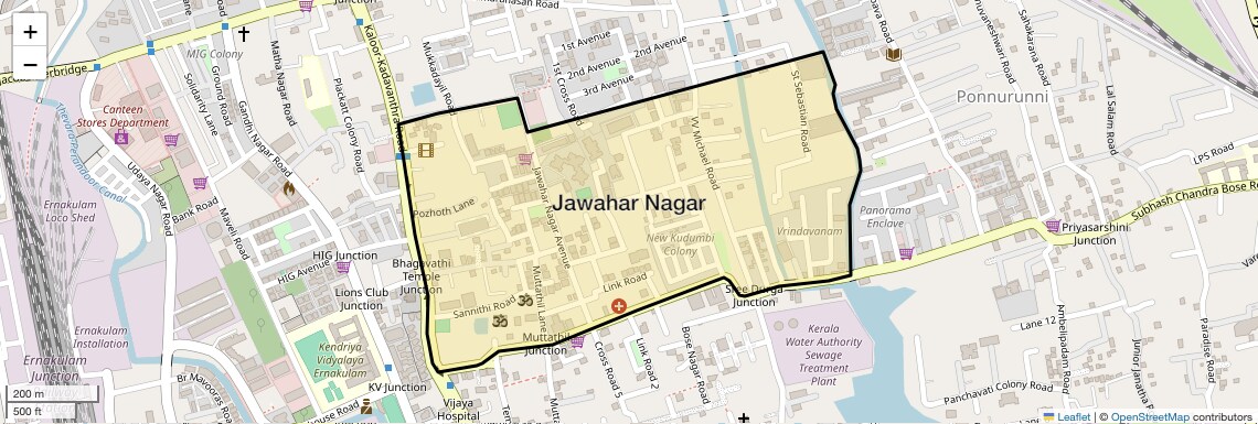 Location Map of Jawahar Nagar, Kochi