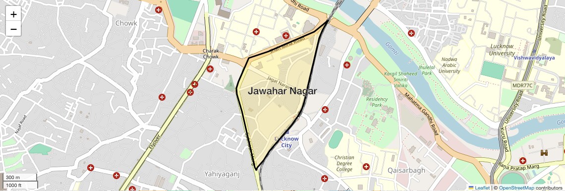 Location Map of Jawahar Nagar, Lucknow