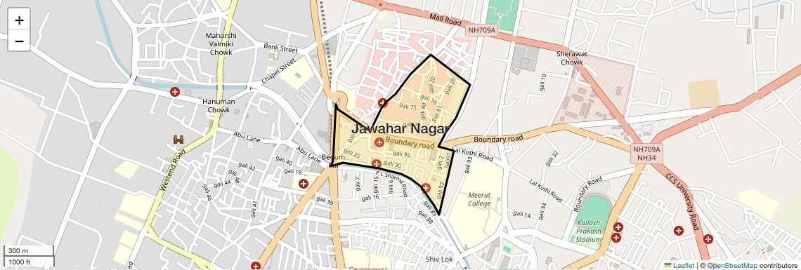 Location Map of Jawahar Nagar, Meerut