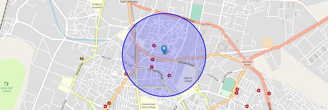 Location Map of Jawahar Nagar, Meerut