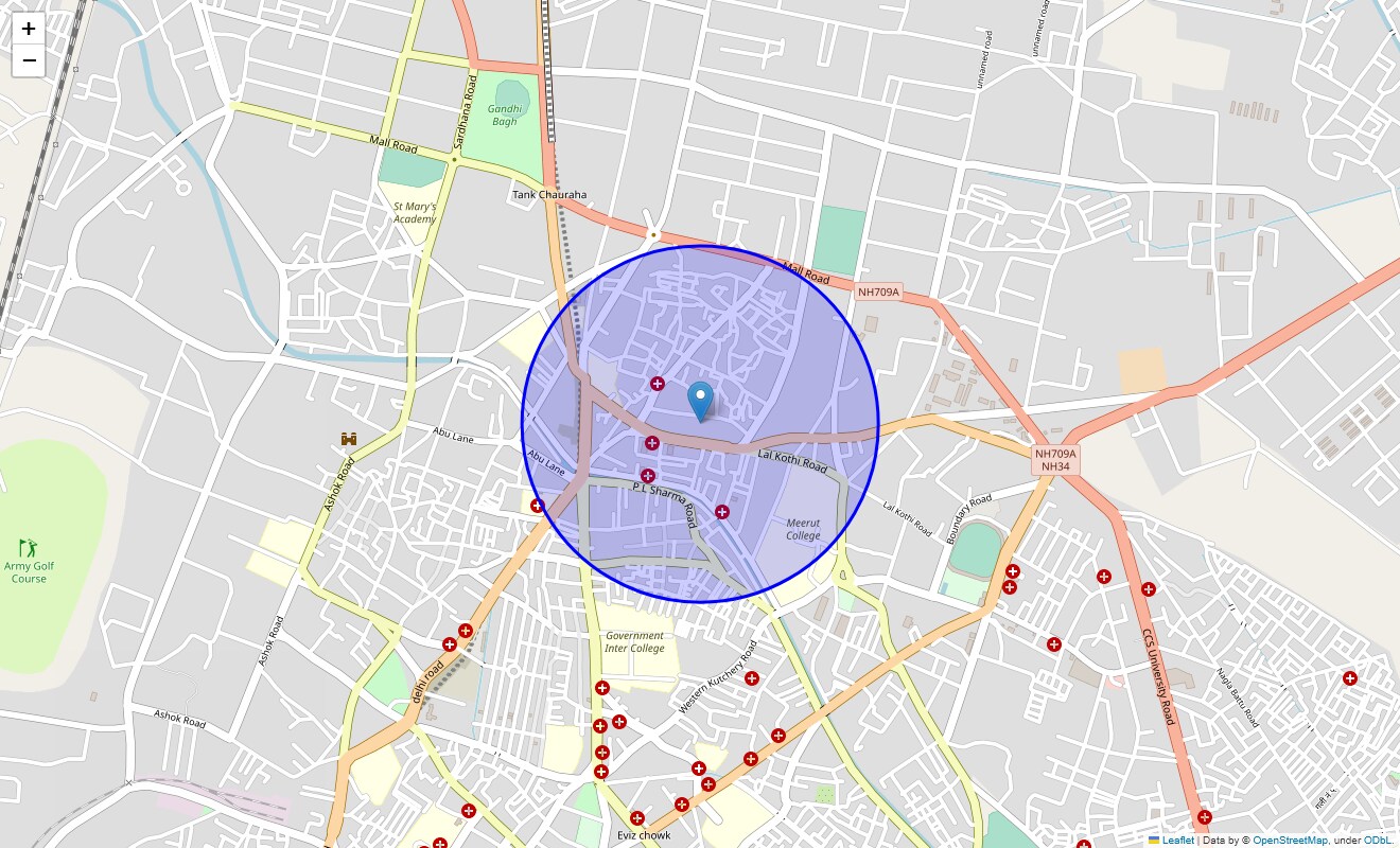 Location Map of Jawahar Nagar, Meerut