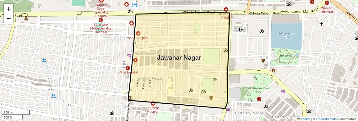 Location Map of Jawahar Nagar, Nagpur