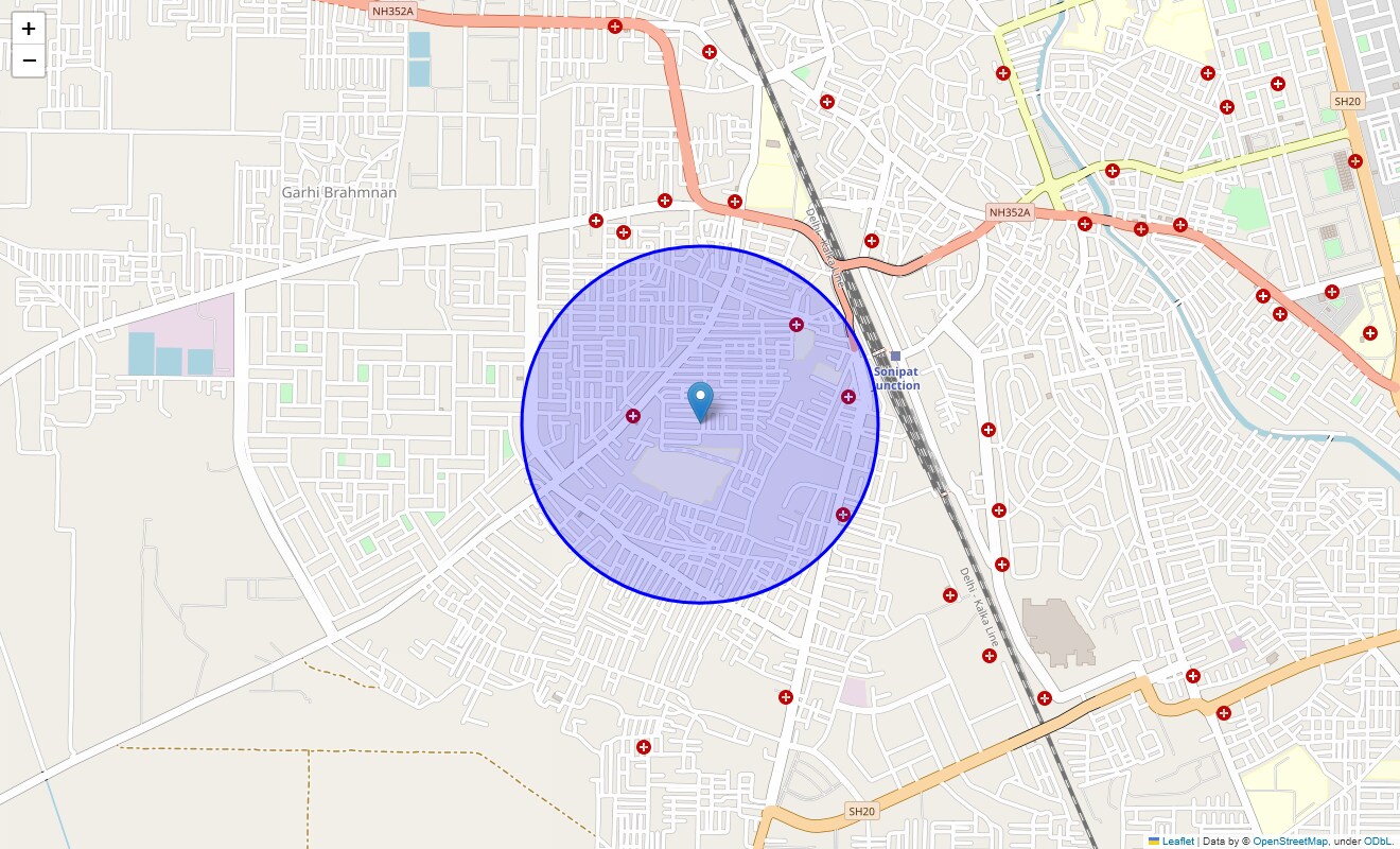 Location Map of Jawahar Nagar, Sonipat