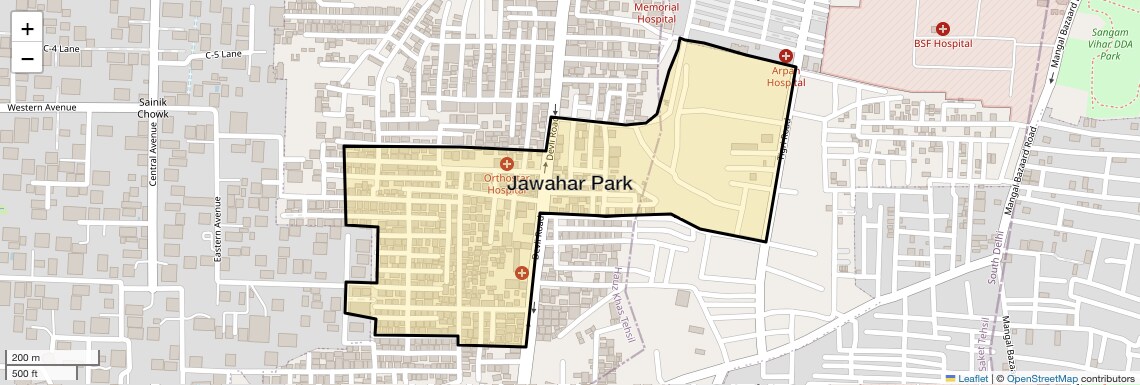 Location Map of Jawahar Park, Delhi