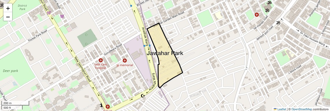 Location Map of Jawahar Park, Ghaziabad