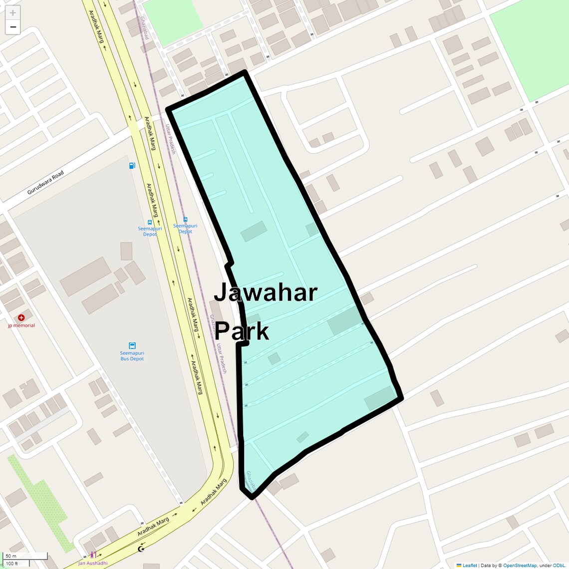 Location Map of Jawahar Park, Ghaziabad