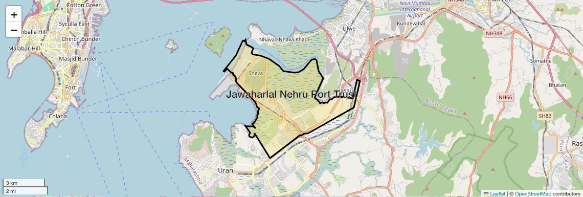Location Map of Jawaharlal Nehru Port Trust, Navi Mumbai