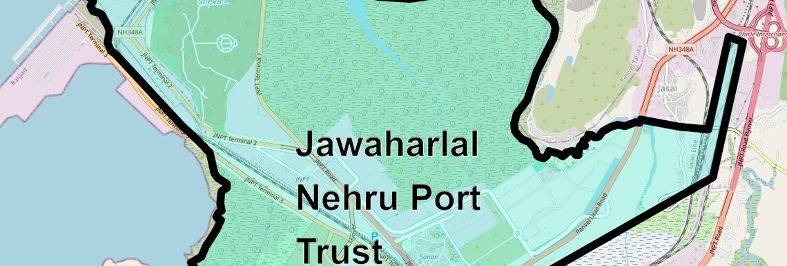 Location Map of Jawaharlal Nehru Port Trust, Navi Mumbai