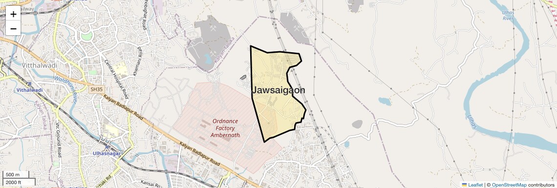 Location Map of Jawsaigaon, Thane