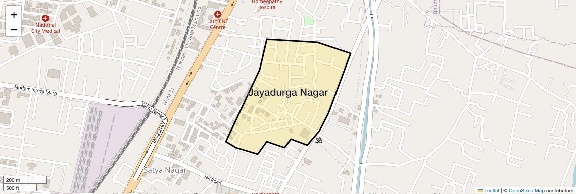 Location Map of Jayadurga Nagar, Bhubaneswar
