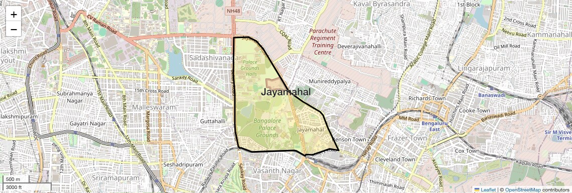 Location Map of Jayamahal, Bangalore