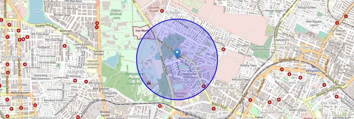 Location Map of Jayamahal Extn, Bangalore
