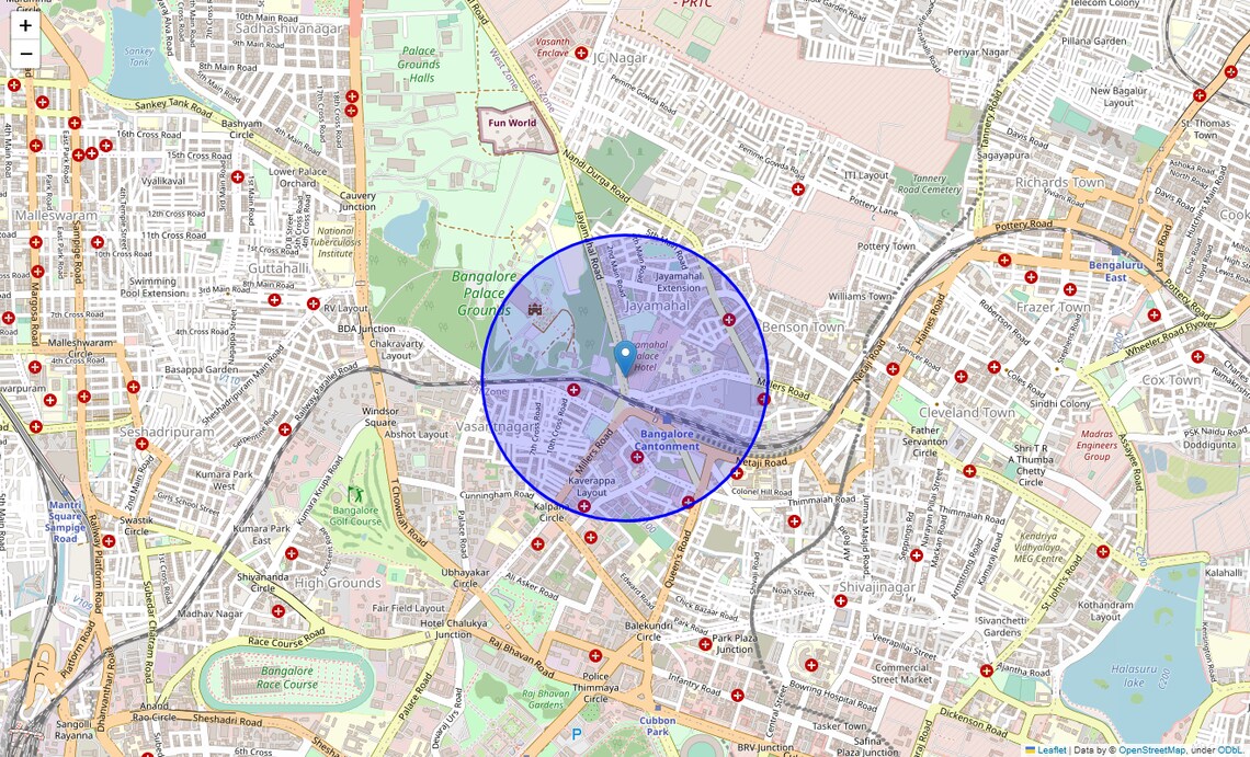 Location Map of Jayamahal Road, Bangalore