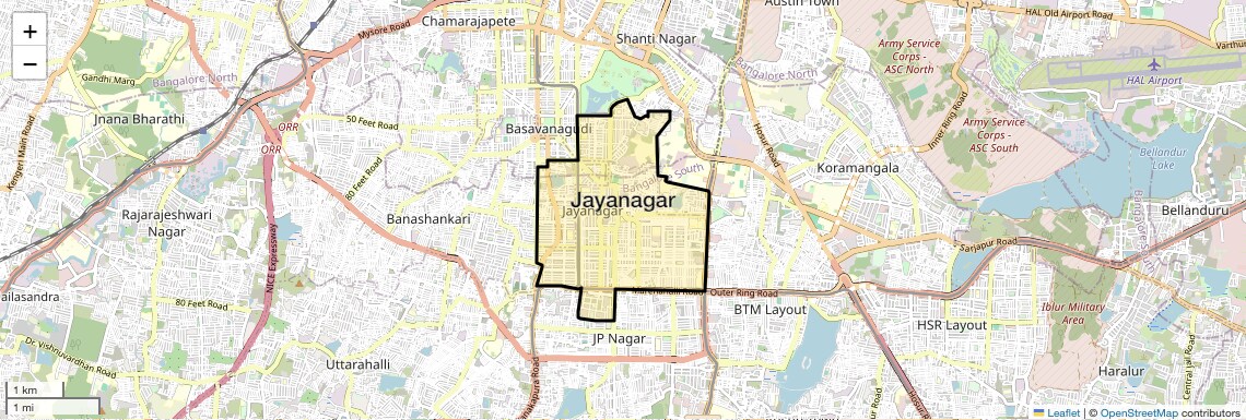 Location Map of Jayanagar, Bangalore