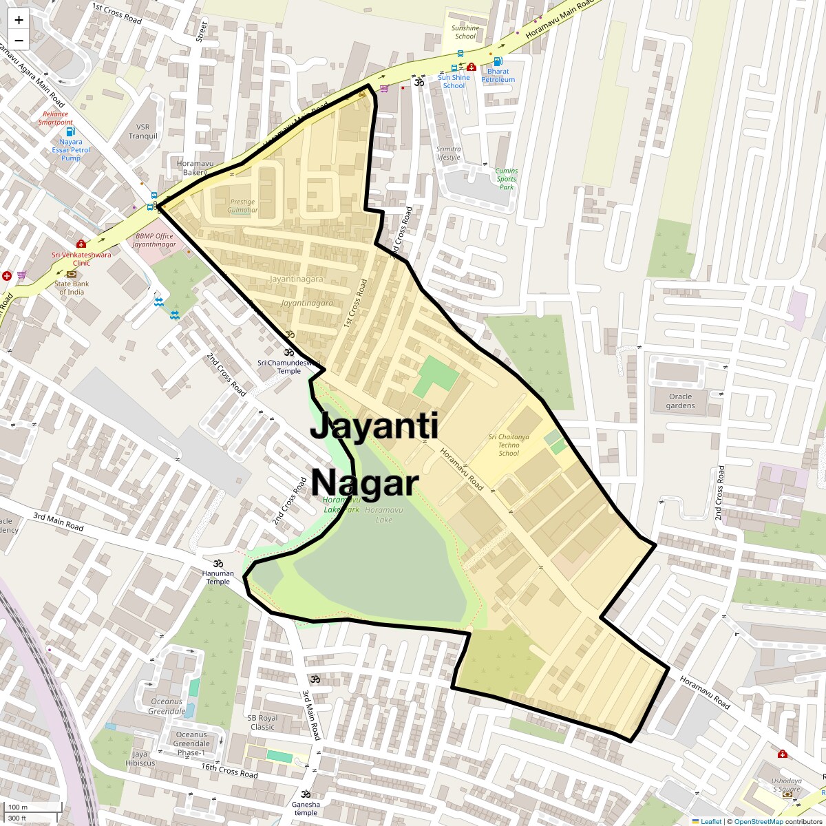 Location Map of Jayanti Nagar, Bangalore