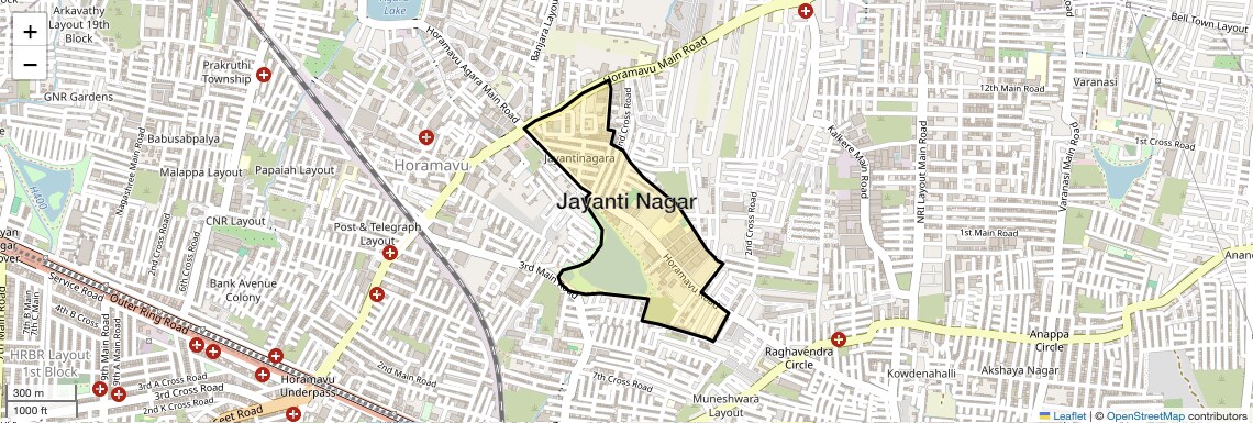 Location Map of Jayanti Nagar, Bangalore