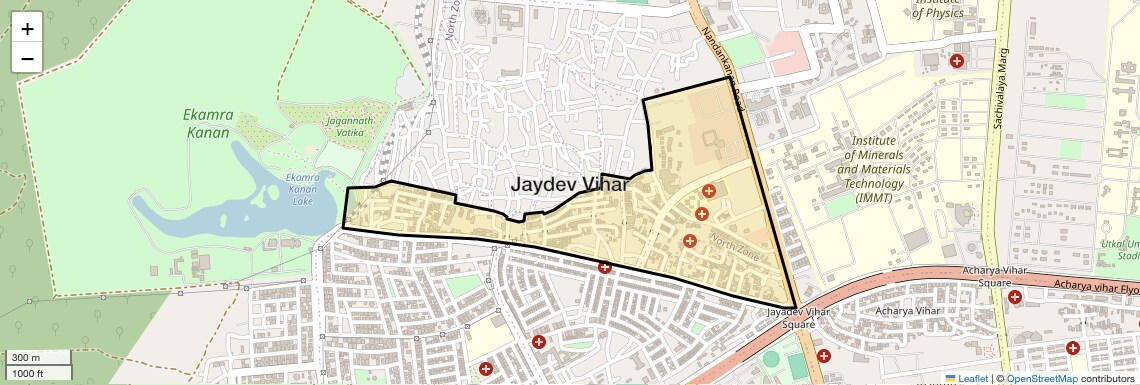 Location Map of Jaydev Vihar, Bhubaneswar