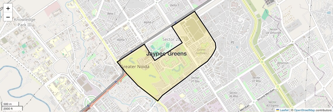 Location Map of Jaypee Greens, Greater Noida