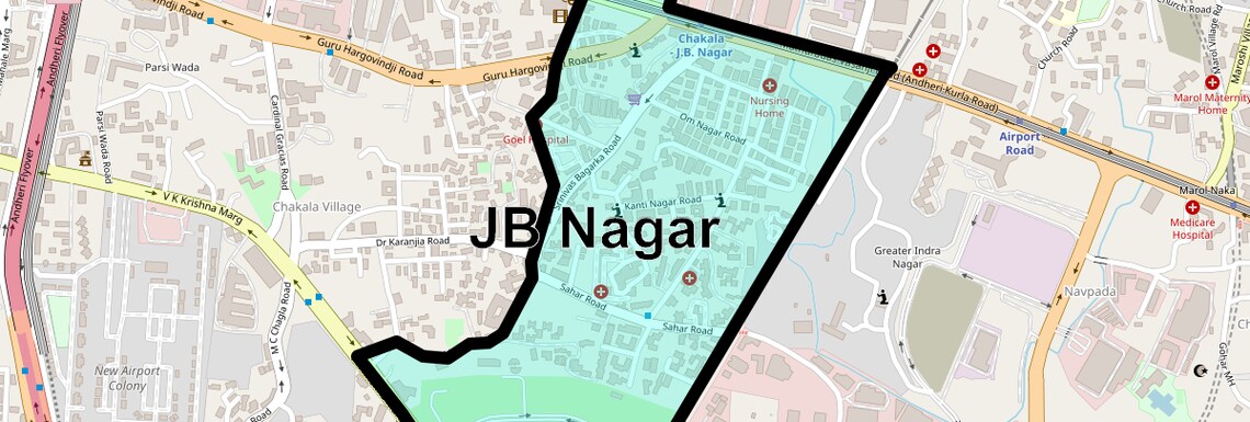 Location Map of JB Nagar, Mumbai