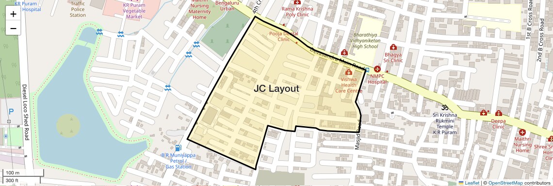 Location Map of JC Layout, Bangalore