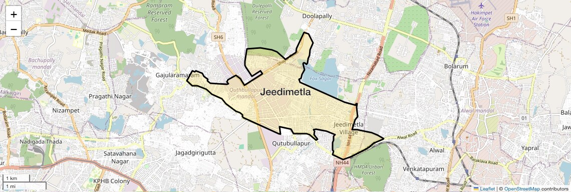 Location Map of Jeedimetla, Hyderabad