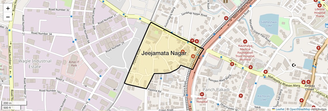 Location Map of Jeejamata Nagar, Thane