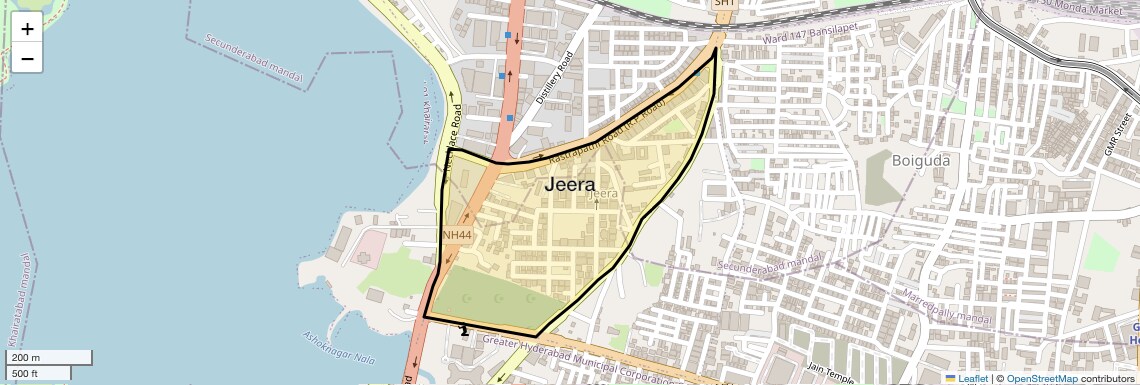 Location Map of Jeera, Hyderabad