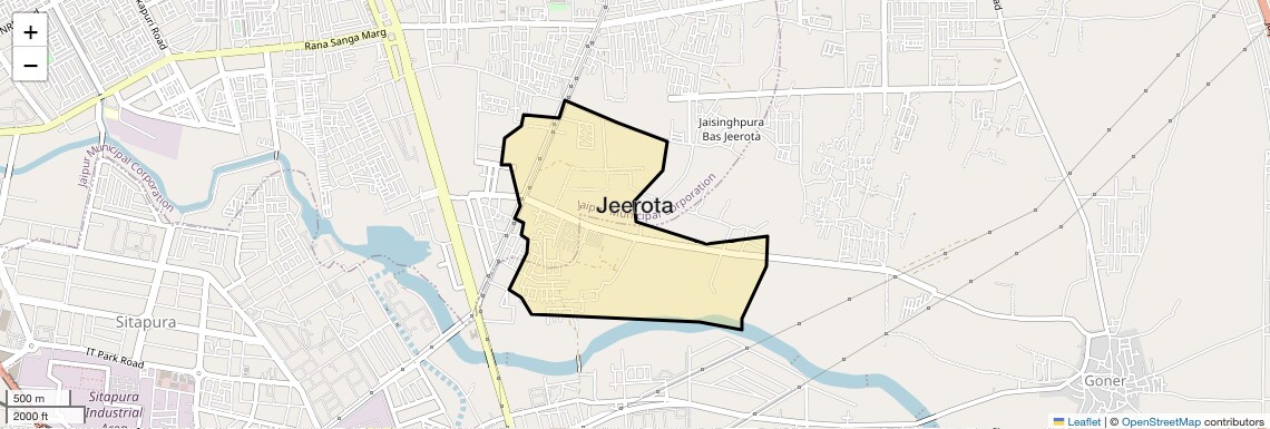 Location Map of Jeerota, Jaipur