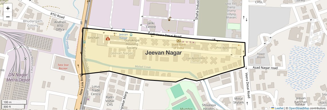 Location Map of Jeevan Nagar, Mumbai