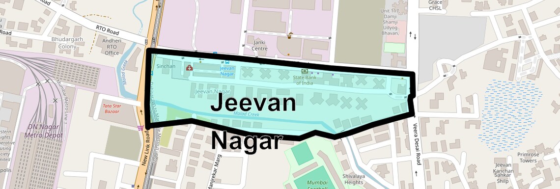 Location Map of Jeevan Nagar, Mumbai
