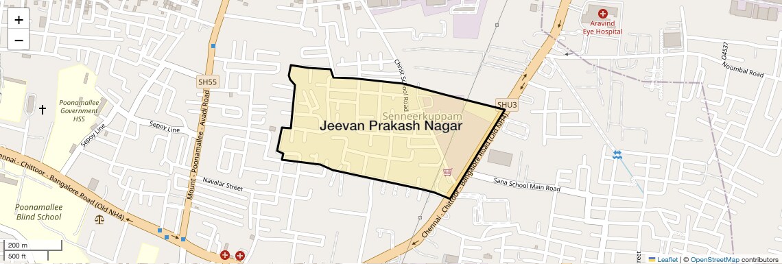 Location Map of Jeevan Prakash Nagar, Chennai