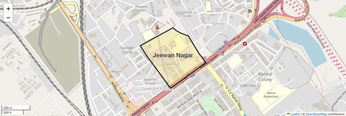 Location Map of Jeewan Nagar, Delhi