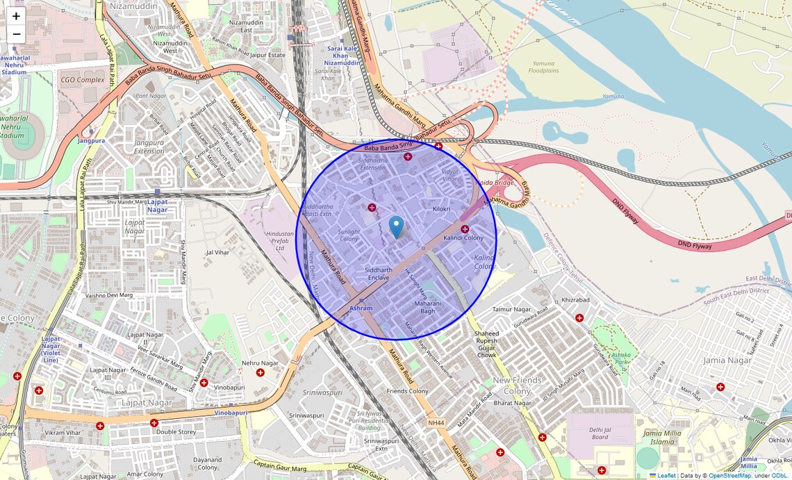 Location Map of Jeewan Nagar, Delhi