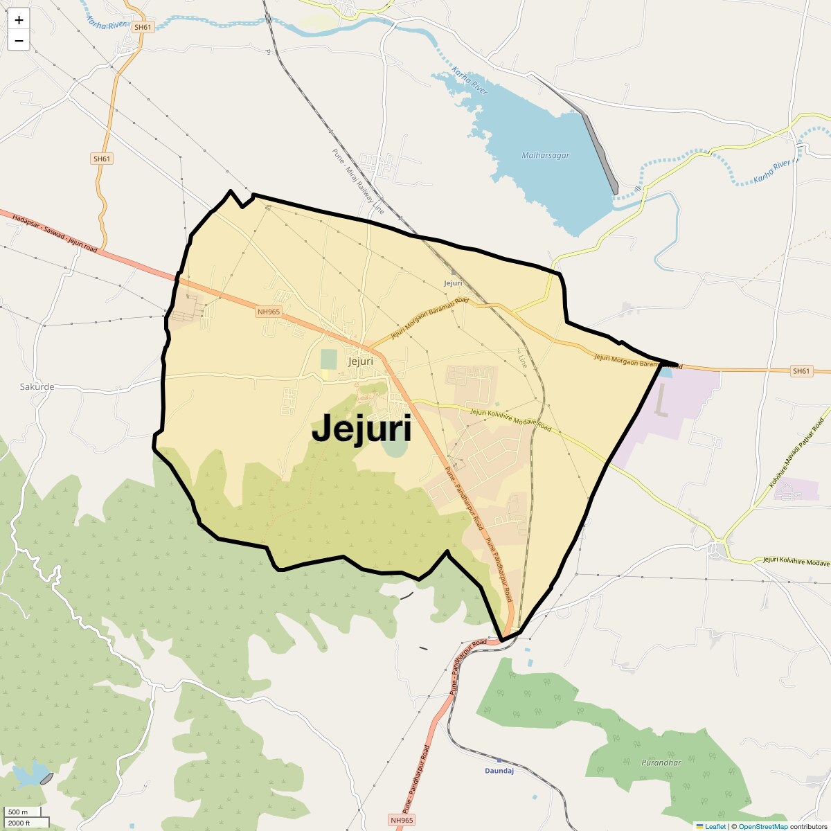 Location Map of Jejuri, Pune