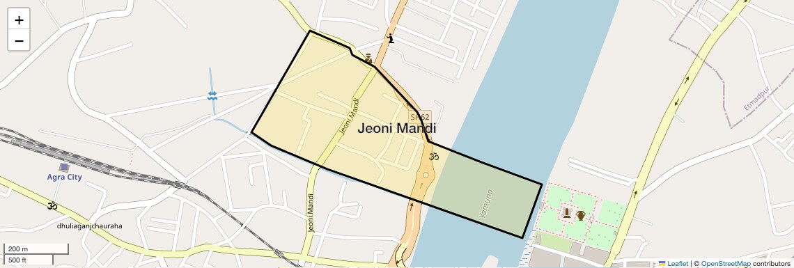 Location Map of Jeoni Mandi, Agra