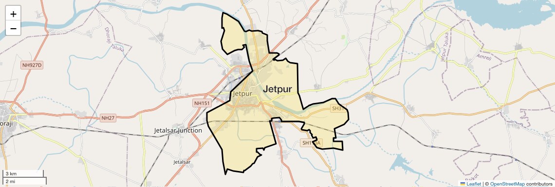 Location Map of Jetpur, Rajkot