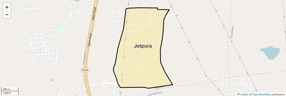 Location Map of Jetpura, Indore