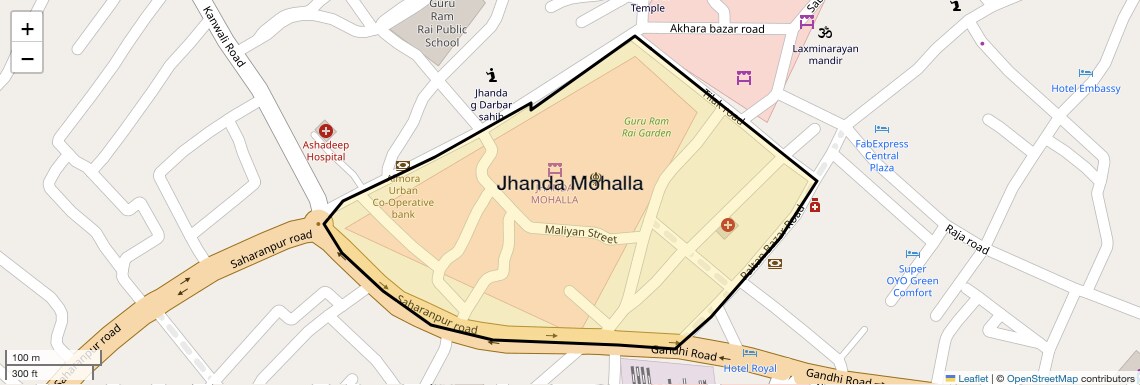 Location Map of Jhanda Mohalla, Dehradun
