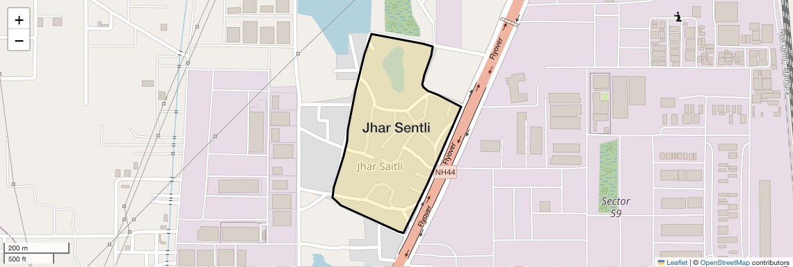Location Map of Jhar Sentli, Faridabad