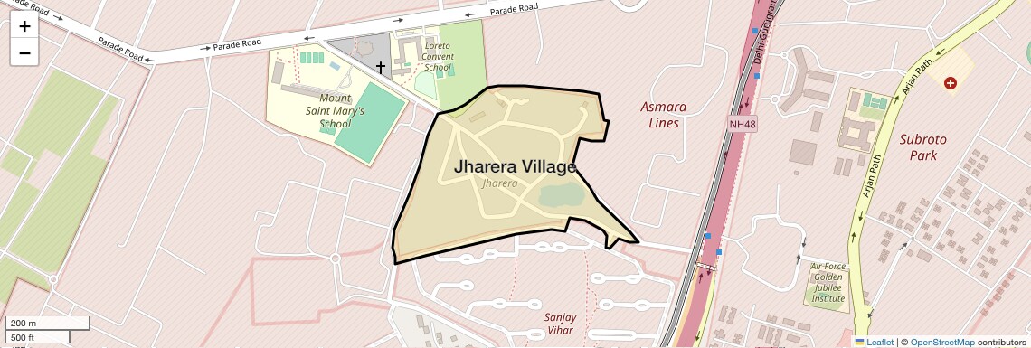 Location Map of Jharera Village, Delhi