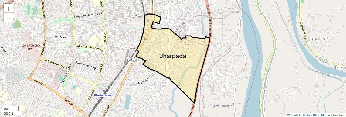 Location Map of Jharpada, Bhubaneswar