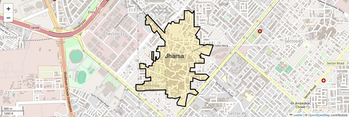 Location Map of Jharsa, Gurgaon