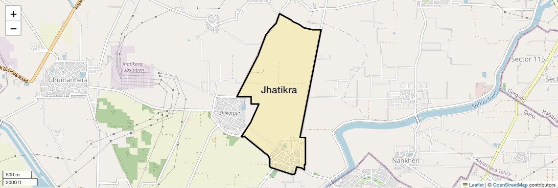 Location Map of Jhatikra, Delhi