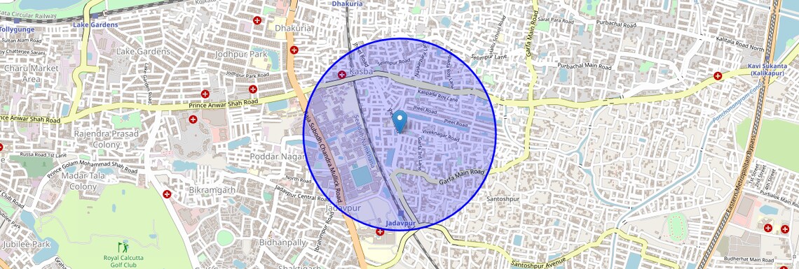 Location Map of Jheel Road, Kolkata